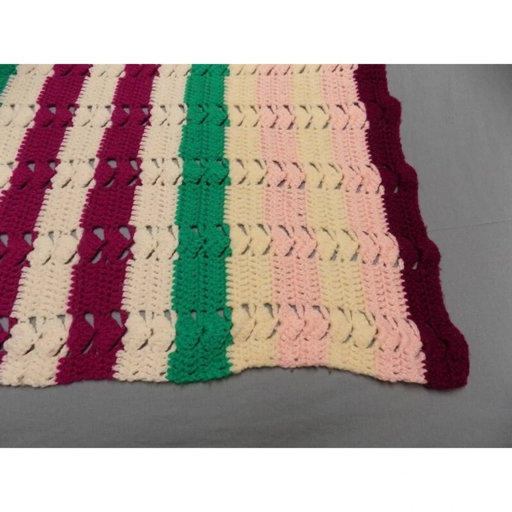 Vintage Striped Grannycore Afghan 47